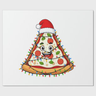 Papel De Regalo Rebanada de pizza de Navidad con sombrero de Santa