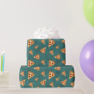 Papel De Regalo Rebanadas de pizza geniales patrón vintage azul ve
