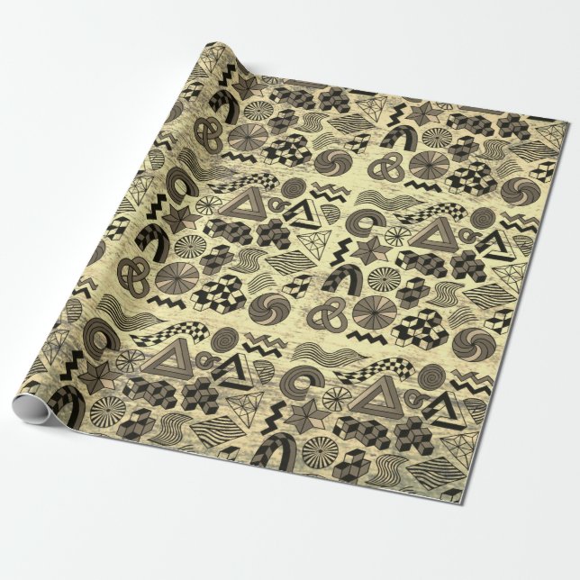 Papel De Regalo Rebellious Geometries sepia (Desenrollado)