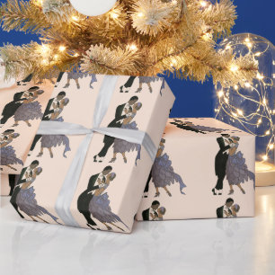 Papel De Regalo Recién casados al estilo Art Déco, la novia y el n