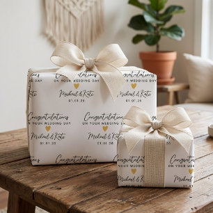 Papel De Regalo Recién casados   Favor de boda personalizado para 