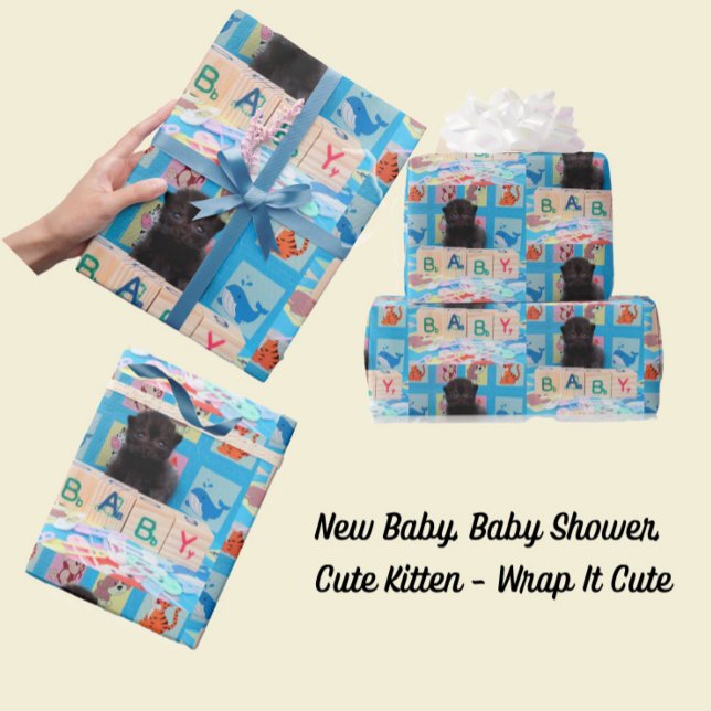 Papel De Regalo Recién nacido, Baby Shower, Gatito (baby kitten wrapping paper)