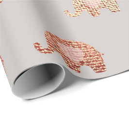 Papel De Regalo Recién nacido Elefante Princesa Gris Rosada de Bru