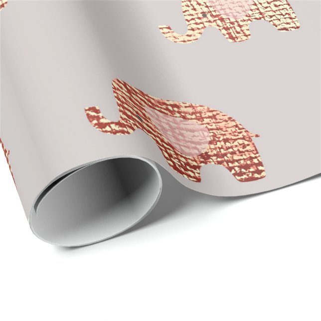 Papel De Regalo Recién nacido Elefante Princesa Gris Rosada de Bru (Esquina del rollo)