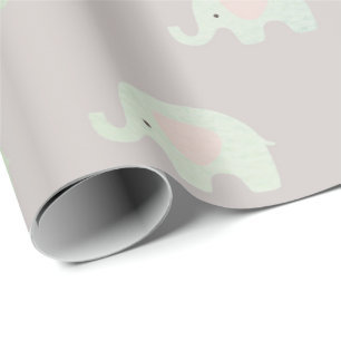 Papel De Regalo Recién nacido gris de princesa Elephant de la