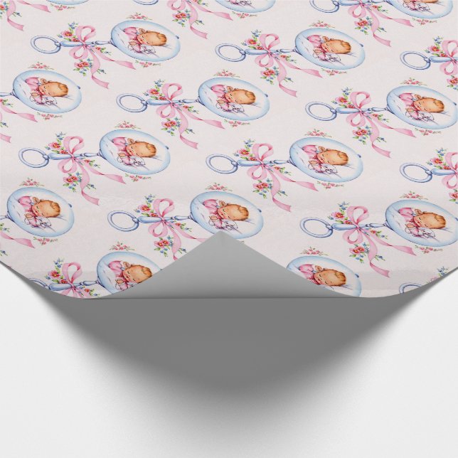 Papel De Regalo recién nacido lindo del vinatge, fiesta de (Esquina)