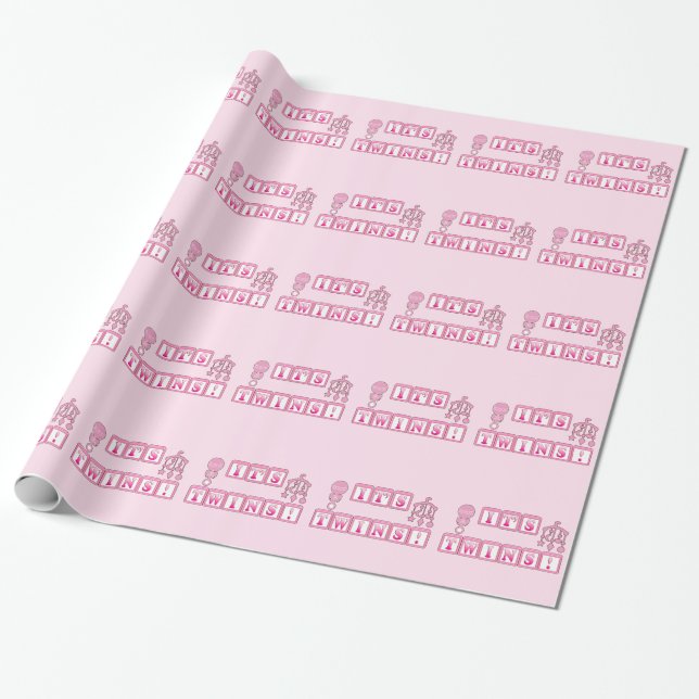 Papel De Regalo Recienes nacidos: Es gemelos en rosa (Desenrollado)