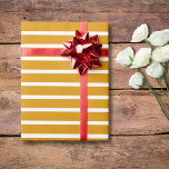 Papel De Regalo Recolección de oro y franja horizontal blanca<br><div class="desc">Recolectar oro y papel de envolver a rayas horizontales en blanco</div>