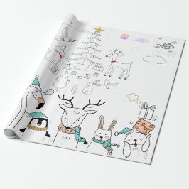 PAPEL DE REGALO RECORTAR A LOS ANIMALES FORESTALES EN NAVIDADES EN