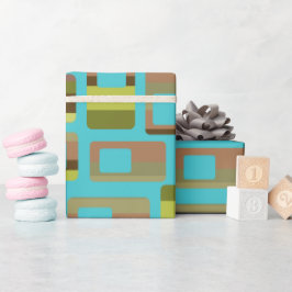 Papel De Regalo Rectángulos a rayas turquesas