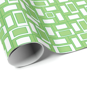 Papel De Regalo Rectángulos blancos verdes geométricos
