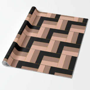 Papel De Regalo Rectángulos Geométricos Marrón Mocha Negro