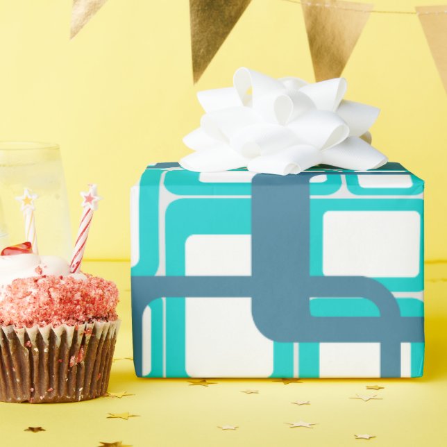 Papel De Regalo Rectángulos modernos abiertos a mediados del siglo (Fiesta de cumpleaños )