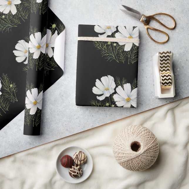 Papel De Regalo Recubrimiento botánico de las flores de cosmos bla (Artesanía)