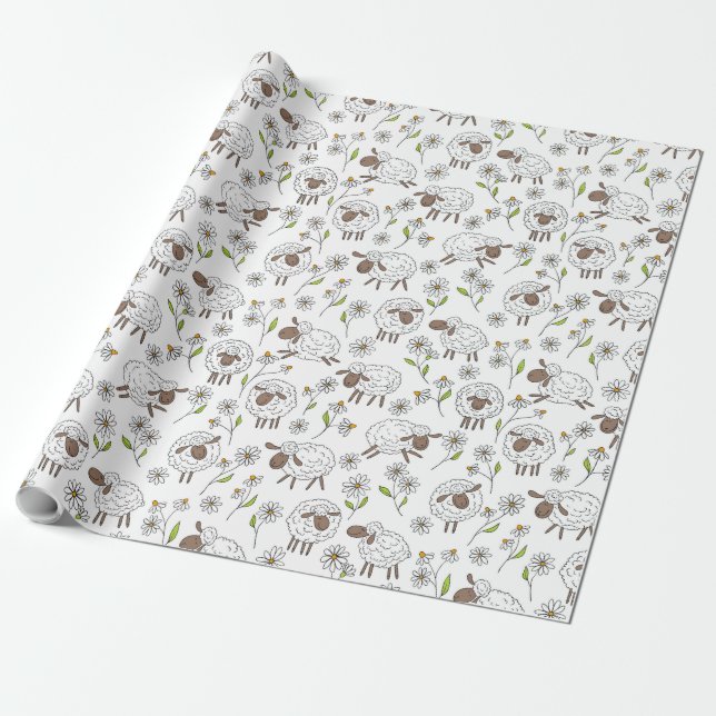 Papel De Regalo Recuento de ovejas en blanco (Desenrollado)