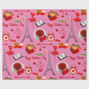 Papel De Regalo Recuerdo Romántico Icónico del Día de San Valentín