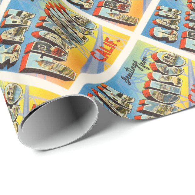 Papel De Regalo Recuerdo viejo del viaje de San Francisco (Esquina del rollo)