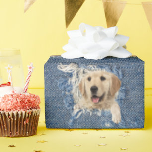 Papel De Regalo Recuperación de oro en un agujero de jean azul des