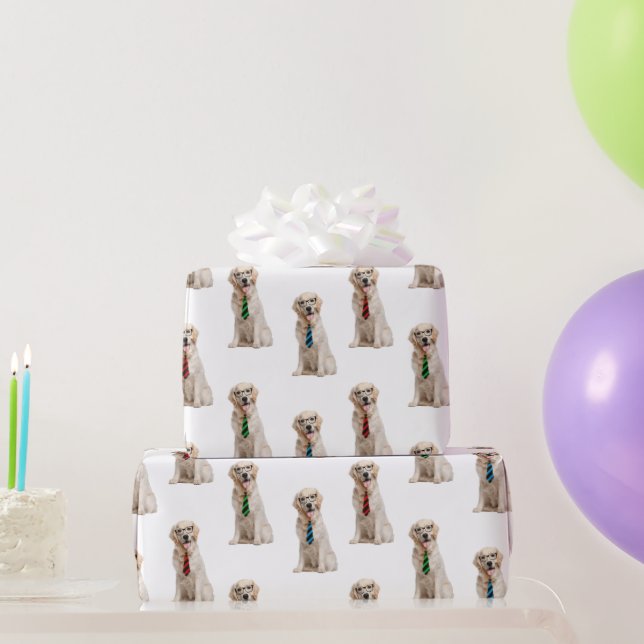 Papel De Regalo Recuperadores dorados con cuello (Regalos de fiesta)