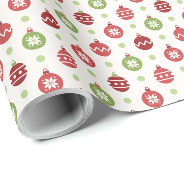 Papel De Regalo Red and Green Christmas Ornament Pattern (Esquina del rollo)