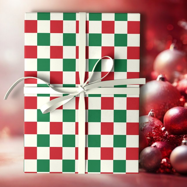 Papel De Regalo Red and Green Retro Holiday Check Pattern (Subido por el creador)