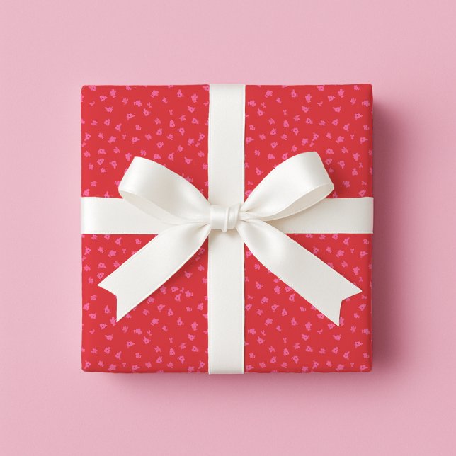 Papel De Regalo Red and Pink Floral Wrapping Paper (Everyday Gifting)