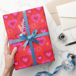 Papel De Regalo Red and Pink Hearts Romantic Valentine's