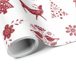 Papel De Regalo Red and White Folk Wrapping Paper