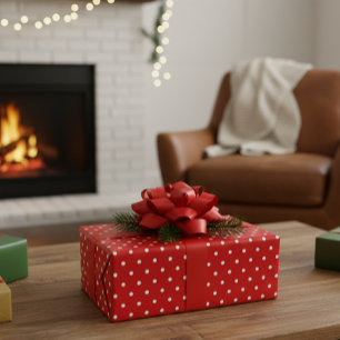 Papel De Regalo Red and White Polka Dot Wrapping Paper