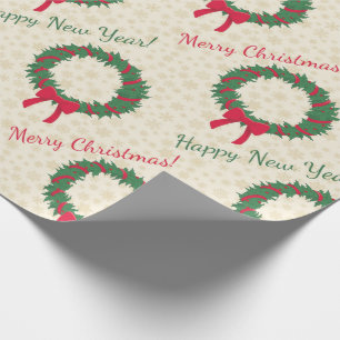 Papel De Regalo Red Berries Holly Merry Christmas