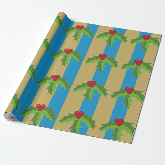 Papel De Regalo Red Berry Holly (Desenrollado)