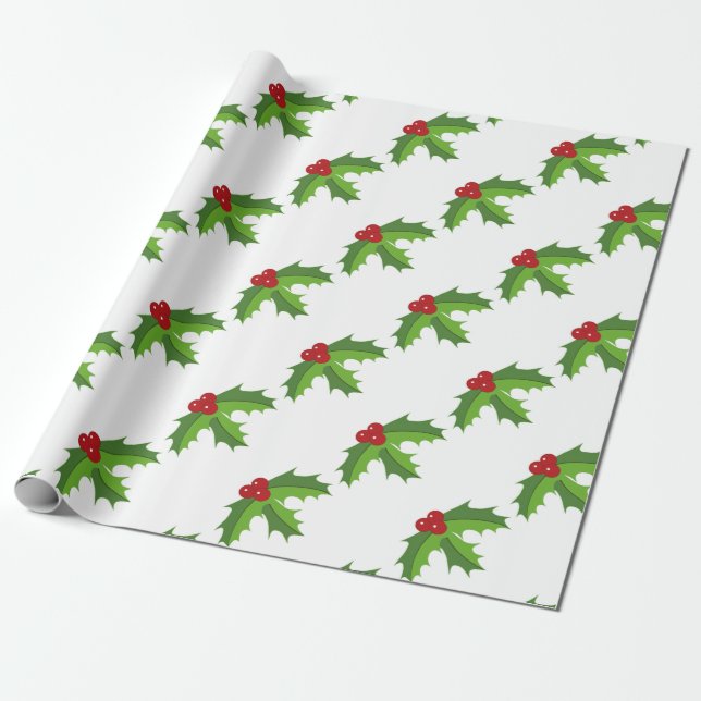 Papel De Regalo Red Berry Holly (Desenrollado)