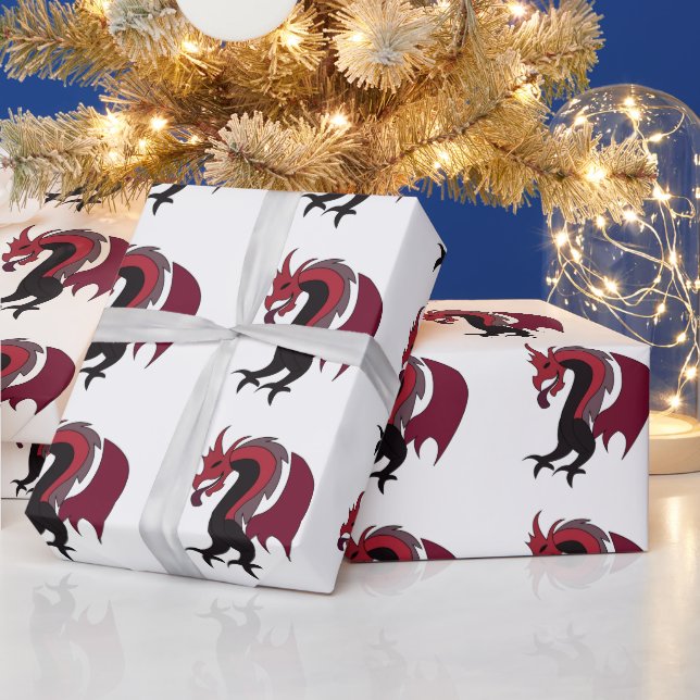 Papel De Regalo Red Black Dragon Mythical Creature (Vacaciones)
