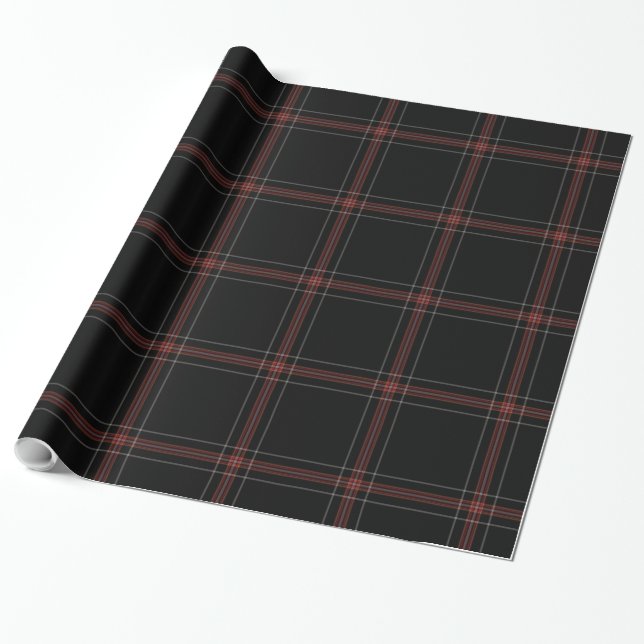 Papel De Regalo Red Black Tartan Plastic (Desenrollado)