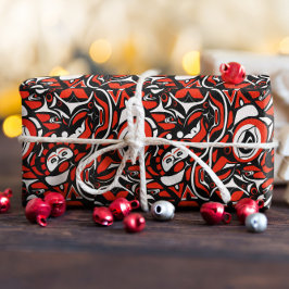 Papel De Regalo Red Black White Abstract Haida Face Native Art