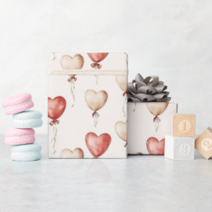 Papel De Regalo Red Cream Heart Balloons Baby Shower