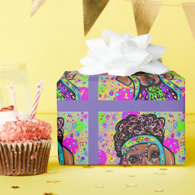 PAPEL DE REGALO RED DACHSHUND (Fiesta de cumpleaños )