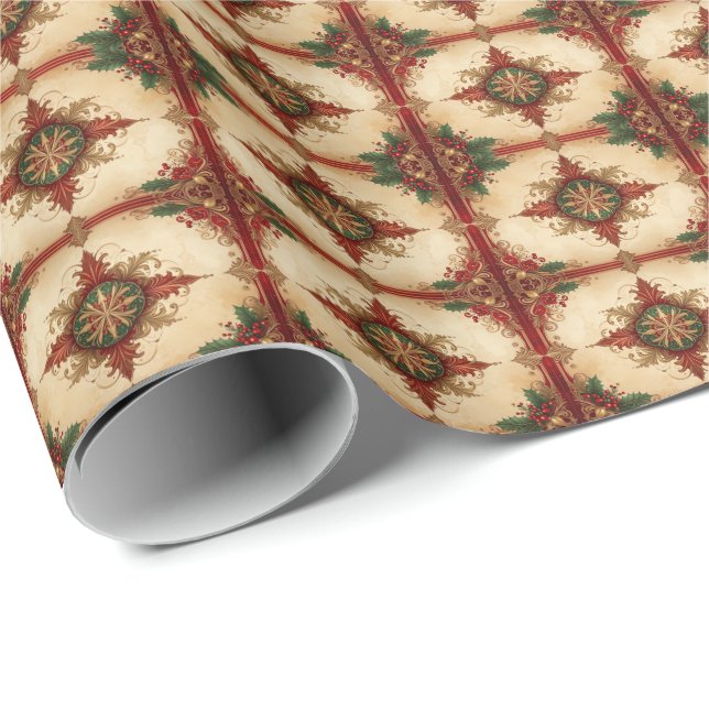Papel De Regalo Red Decorative Holiday Wrapping Paper (Esquina del rollo)