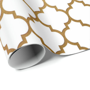 Papel De Regalo Red del art déco de Quatrefoil del oro blanco