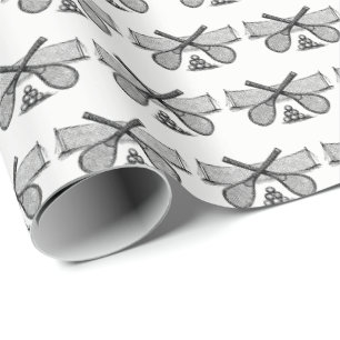 Papel De Regalo Red deportiva de tenis vintage, raquetas cruzadas,