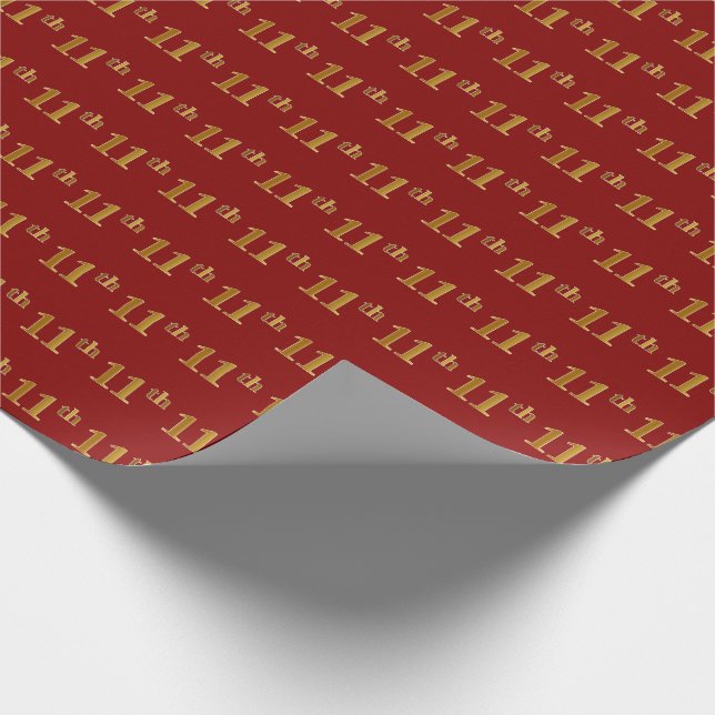 Papel De Regalo Red, Faux Gold 11º (Undécimo) Evento (Esquina)