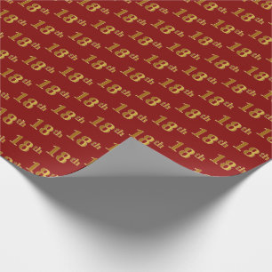 Papel De Regalo Red, Faux Gold 18th (Octavo) Event