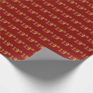 Papel De Regalo Red, Faux Gold 19th (XIX) Event