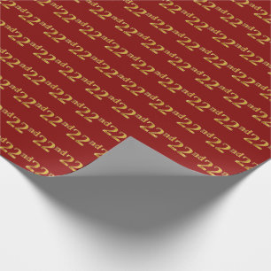 Papel De Regalo Red, Faux Gold 22nd (Veintidós) Event