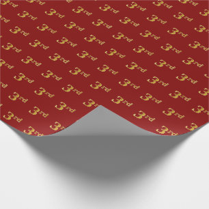 Papel De Regalo Red, Faux Gold 3rd (Third) Event