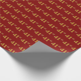 Papel De Regalo Red, Faux Gold 41st (41er) Evento