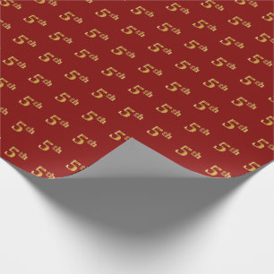 Papel De Regalo Red, Faux Gold 5º (Quinto) Evento