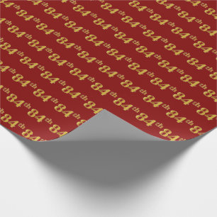 Papel De Regalo Red, Faux Gold 84th (Ochenta y Cuarto) Event