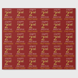 Papel De Regalo Red, Faux Gold "FELIZ SEPTIEMPO"