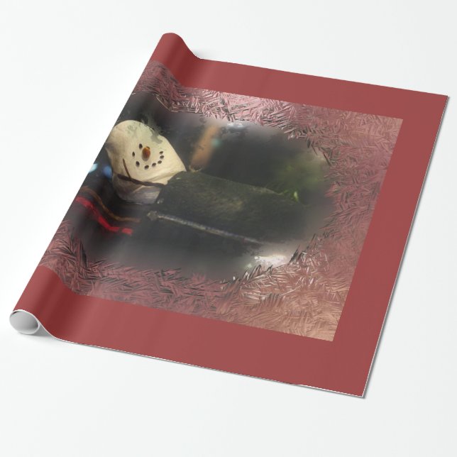 Papel De Regalo Red Frosty S'mores Snowman (Desenrollado)